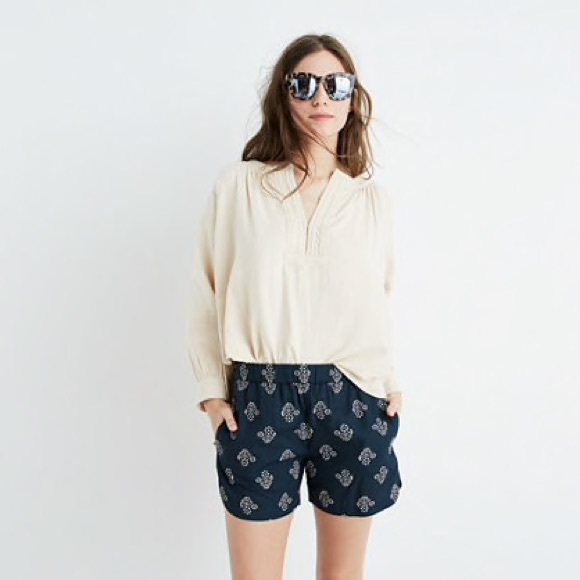 Madewell Pants - Madewell Drapey Pull On Shorts Blue Floral XXS XS